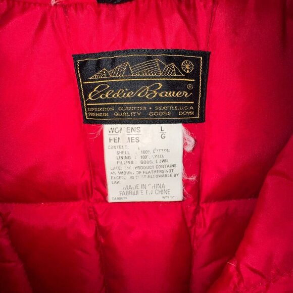 Eddie Bauer Womens Size L Goose Down Filled Vintage Puffer Vest Red - Picture 2 of 8